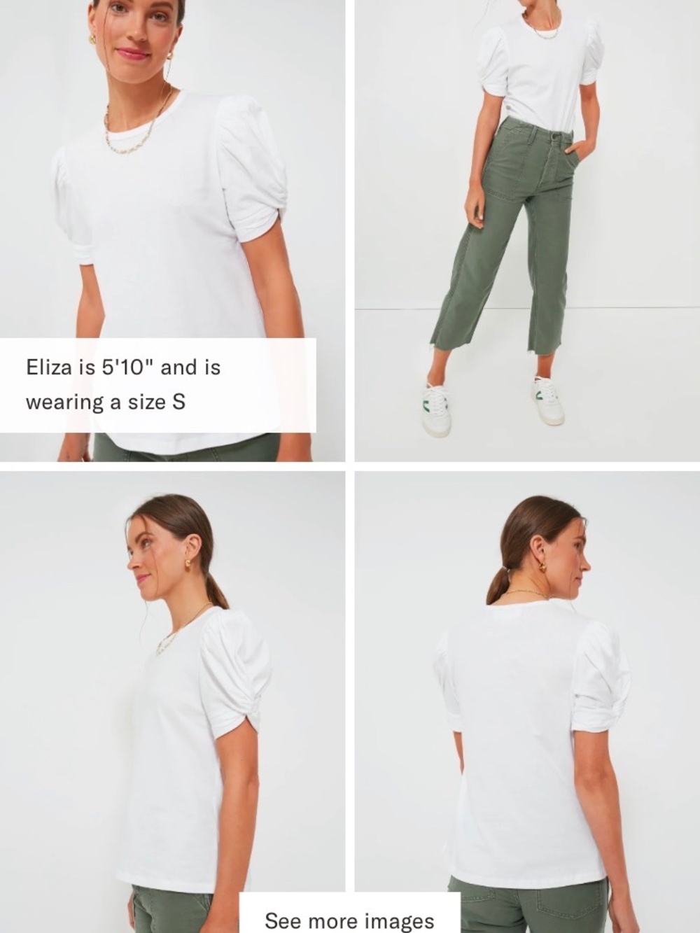 NWT White Vesty Puff Short Sleeve Crewneck